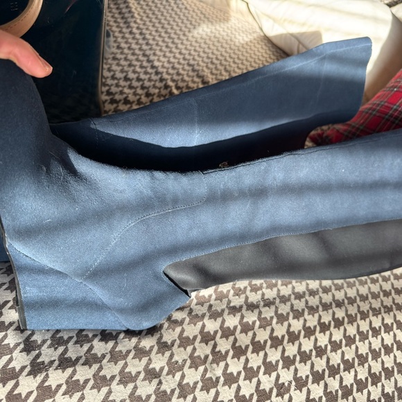 Suede knee high boots , wedge heel Navy Charles David - Picture 12 of 14